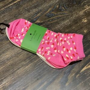 Kate Spade Pink Heart Pattern Quarter Socks